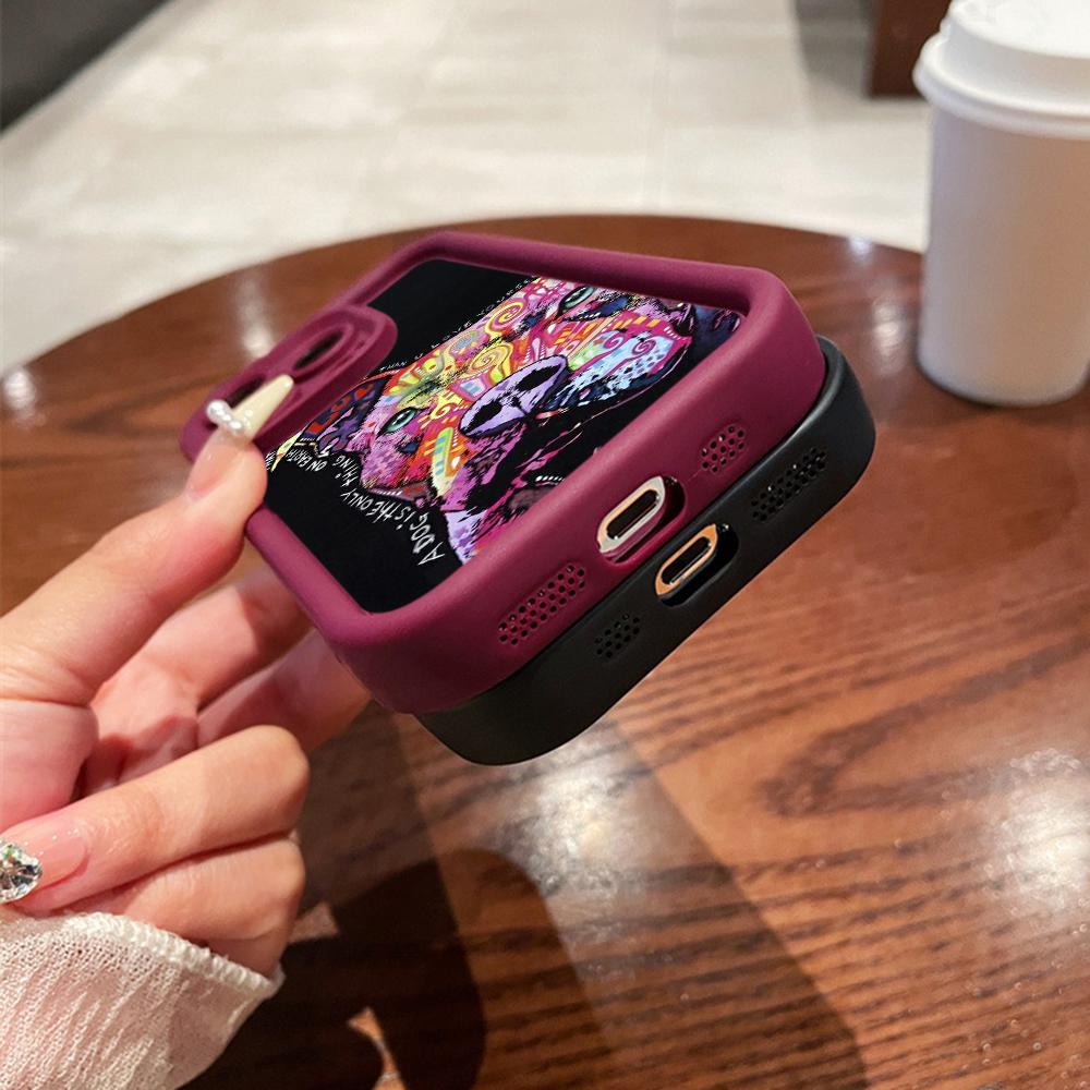 Ae76 Dog Color Doodle Design Art Protective Phone Cases for iPhone 13 14 15 Pro Max Infinix Hot 40i Tecno Camon 30 20 Pro Angel Eyes TPU Back Cover