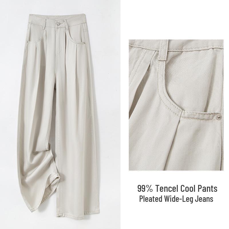 Women s Spring 2025 Loose Tencel Denim Wide-Leg Pants Extra Large