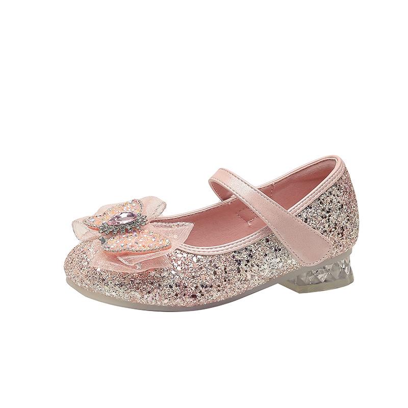 Ultra-Fiber Shiny Rhinestone High Heels for Little Girls - Performance Dance Shoes