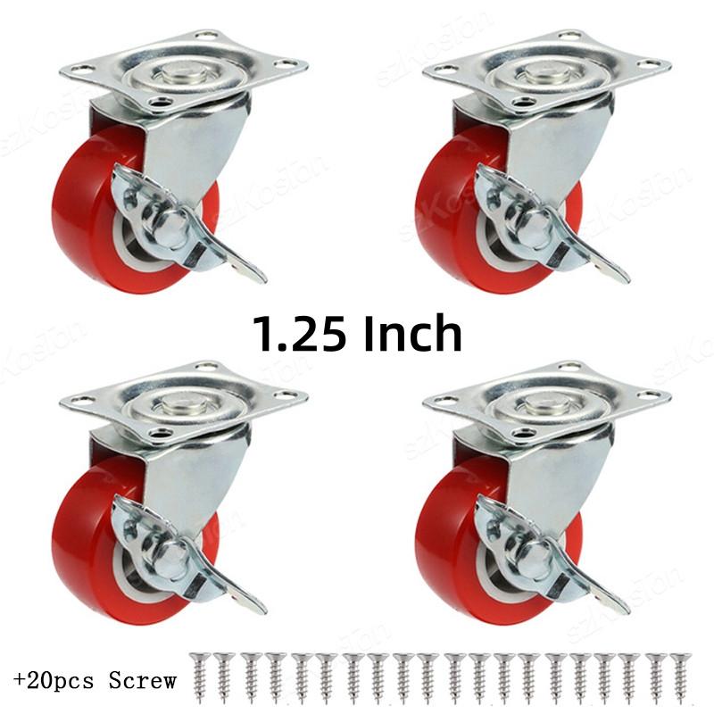 1pcs 1-1 Inch Universal Swivel with Brake Casters Heavy Duty Plate Industrial Caster Rotating Wheels Trolley Furniture Castor