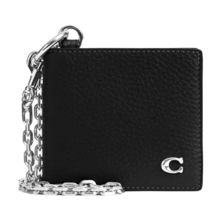 Coach Flip Closure Chain Leather Wallet Men wallet Black CZ057-BLK Black