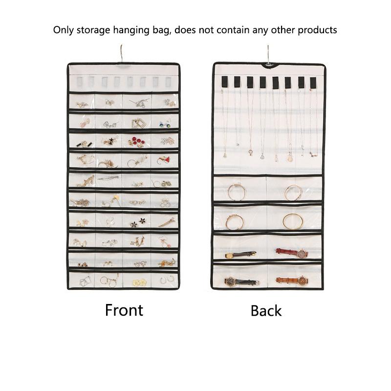 

1 шт. Модна сумка для зберігання ювелірних виробів з гачком, портативна сумка для зберігання намиста різних кольорів для гардеробу та за дверима. білий