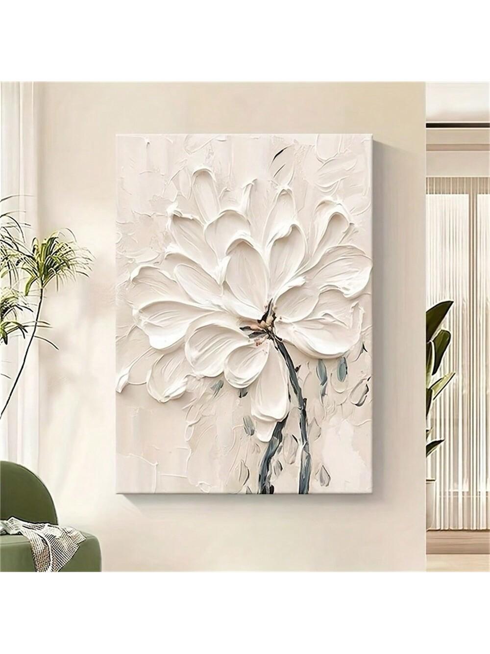 

Кремовая абстрактная картина маслом с ручной росписью - Настенное искусство без рамы для современного декора гостиной, спальни, столовой 30cm*40cm грязно-белый