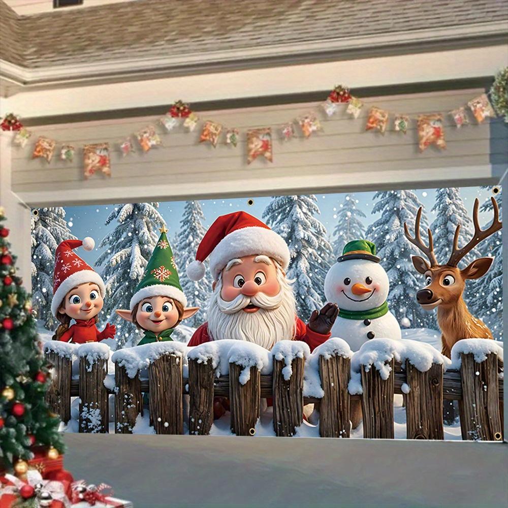 VIKAMA Christmas Winter Holiday Santa Claus Banner Christmas Banner Illustrated Design Festive Decor For Family Holiday Party