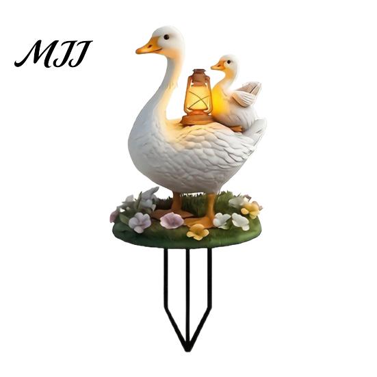 Farmhouse Courtyard Decor Decorative Acrylic Duck Ground Stake for Outdoor Garden Decor, Weather Resistant 2D Flat Parent Front Lawn Display And Child