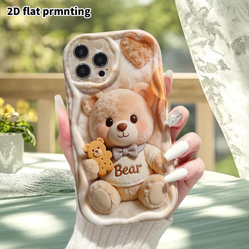 Phone Case: 2D Flat, Suitable for iPhone 18 17 16 15 14 13 12Pro Protective Case, Phone Decoration, Cookie Bear, Perfect Christmas and Halloween Holid