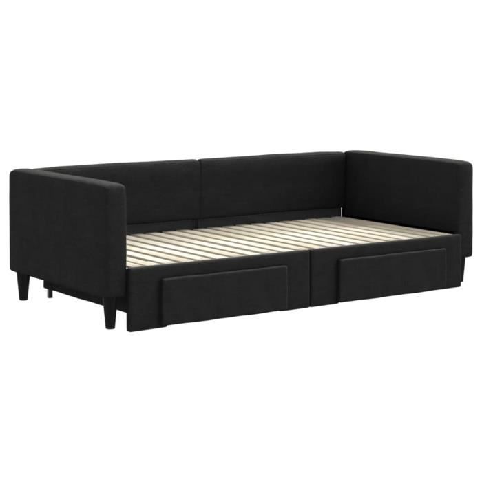 VidaXL Daybed with Trundle and Drawers Black 90x190 Cm Fabric 3196626