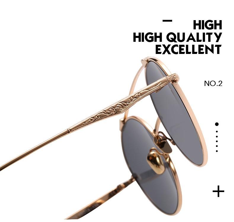 Retro Double Bridges Sunglasses  Men Luxury Brand Designer High Quality Metal Sun Glasses Fashion Women Round Glasses Uv400