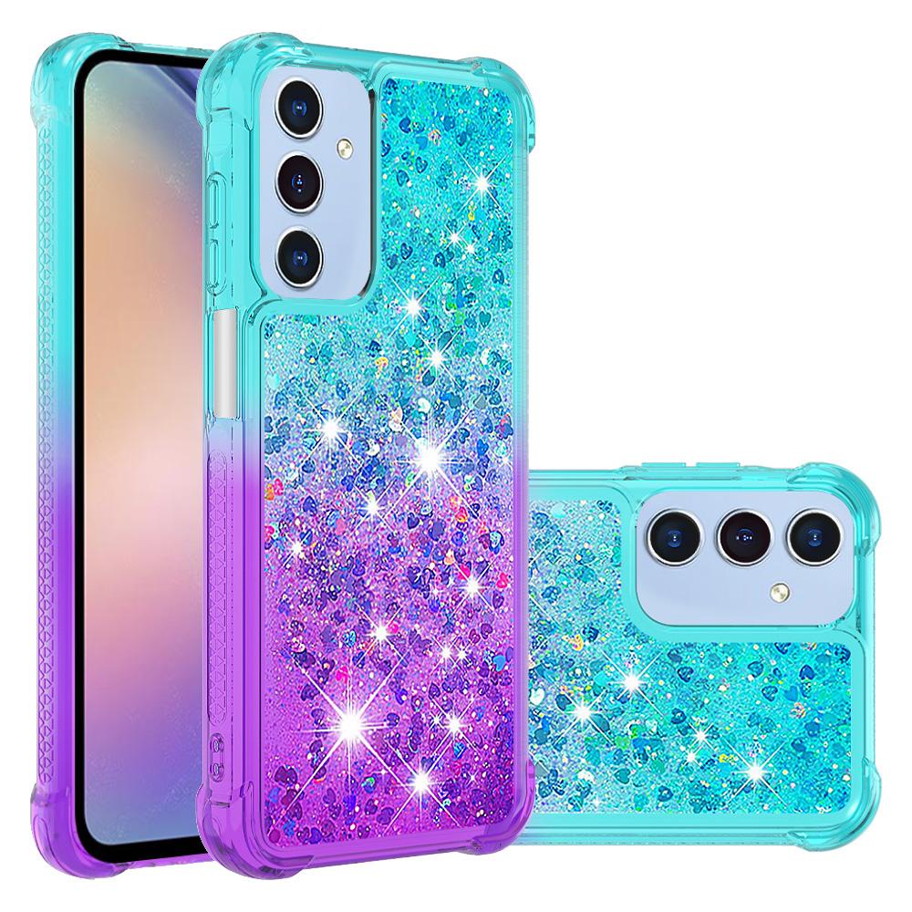 

For Samsung Galaxy A15 5G TPU Case Gradient Quicksand Phone Back Cover Sky Blue+Purple