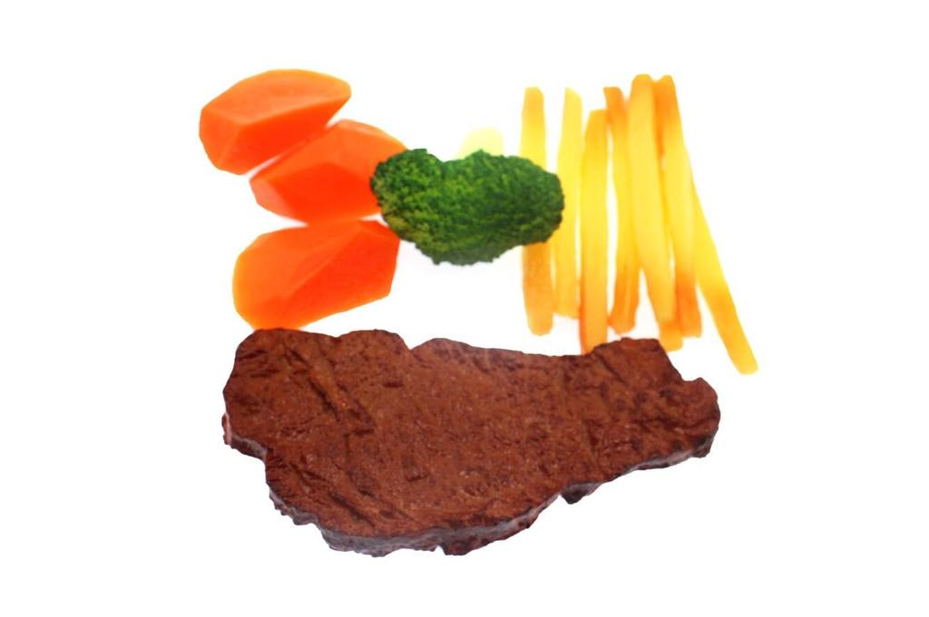 Speed Mao Realistic Food Sample Set with and Potatoes Steak, Broccoli, Carrots,