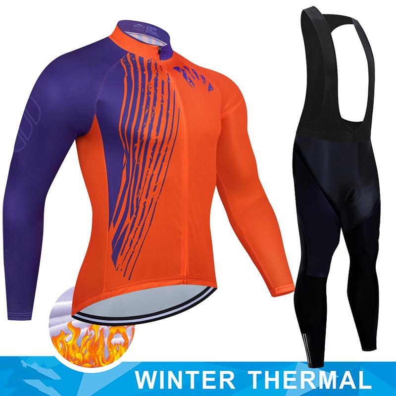2025  Winter Thermal Fleece Cycling Jersey Set Man's Long Sleeves Cycling Kits Mountain Bike Jersey Road Bike Cycling Suit