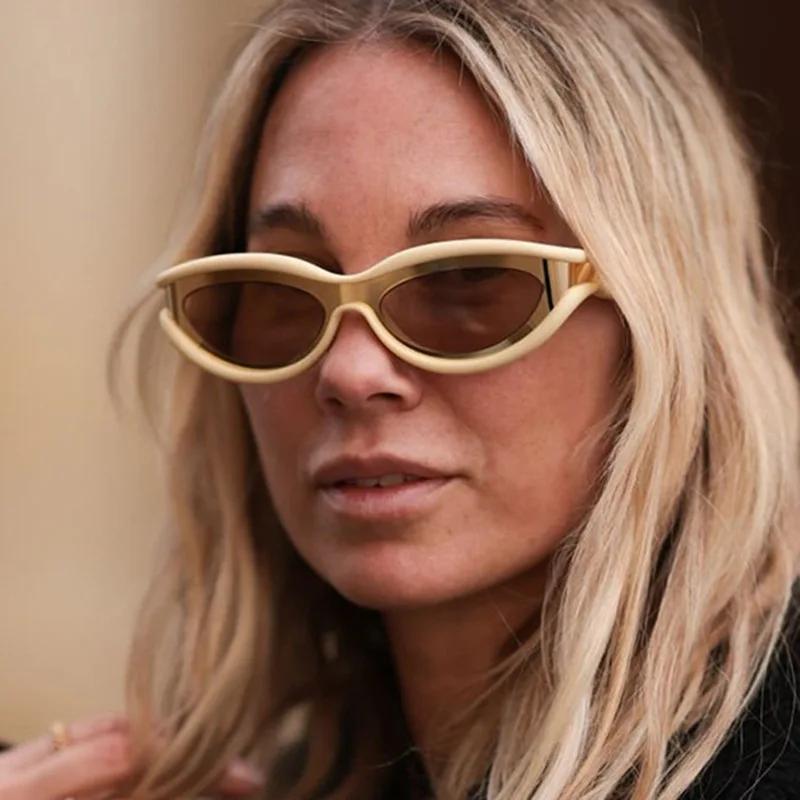 Small Frame Cat Eye Sunglasses Versatile Y2K  Avant-garde UV Resistant Sunglasses Elliptical Protective Goggles