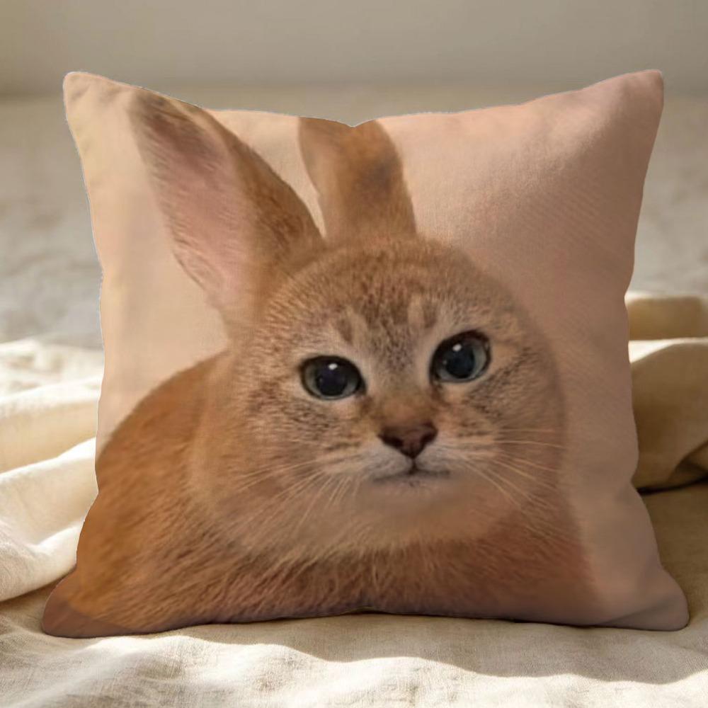 Soft Plush Cute Cat Throw Pillow Comical Cat Face Decor Pillow Funny Sofa Cushion Bedroom