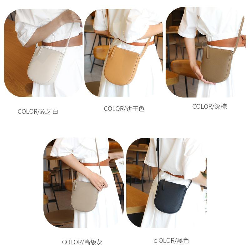 The First Layer of Cowhide Bag, Messenger Bag, Women's New Mobile Phone Bag, Niche Versatile Shell Bag, Fashionable Shoulder Bag.