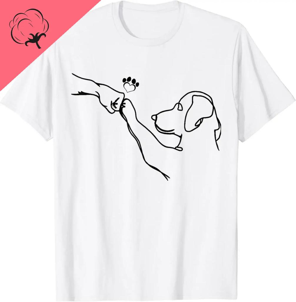 Dog and People Punch Hand Dog Man Friendship Bump Dog's Paw T-Shirt  Men Women Clothing Pet Streetwear