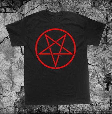 Košeľa obrátený pentagram - Punk Okultný Gotický Zlý Satan Kozia Hlava Pentagram Satanistická Koza z Mendes 100% Bavlna Nadmerné Veľkosti Topy