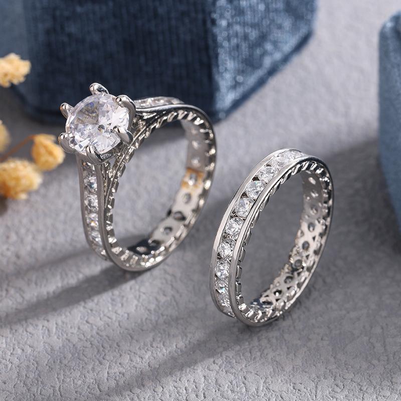925 Silver Plated High Quality Cubic Zirconia Wedding Ring Fashion Jewelry Engagement Finger Ring For Women Gift
