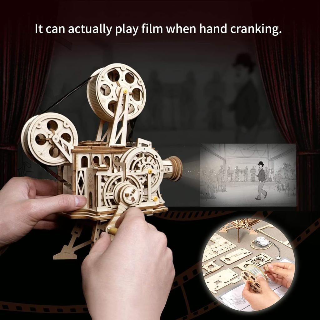 ROBOTIME ROKR Vitascope Movie Projector 3D Wooden Puzzle LK601