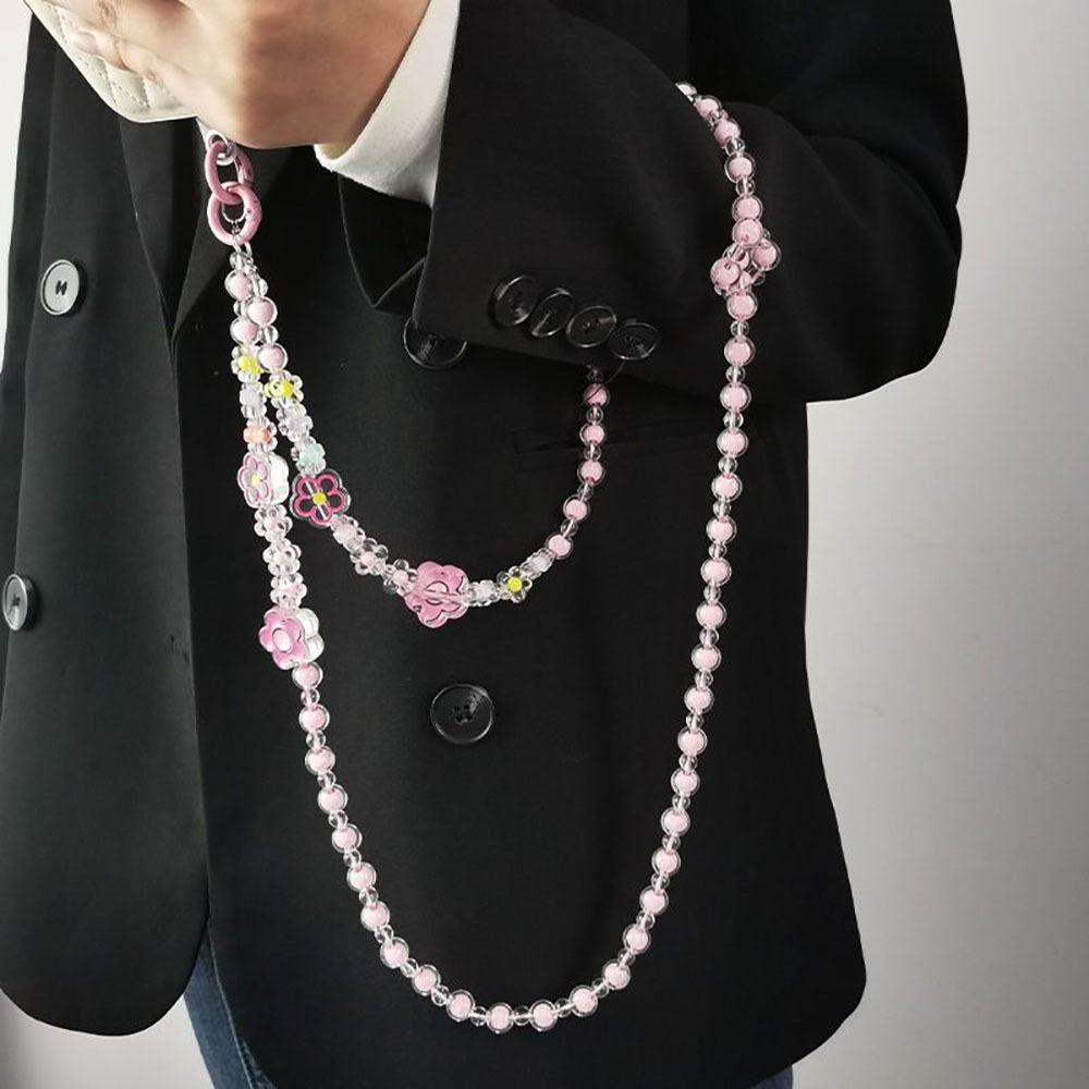 Fashion Colorful Beaded Strap Mobile Phone Lanyard Anti-lost Necklace Chain Doll Lanyard Portable Shoulder Strap Bag Accessory