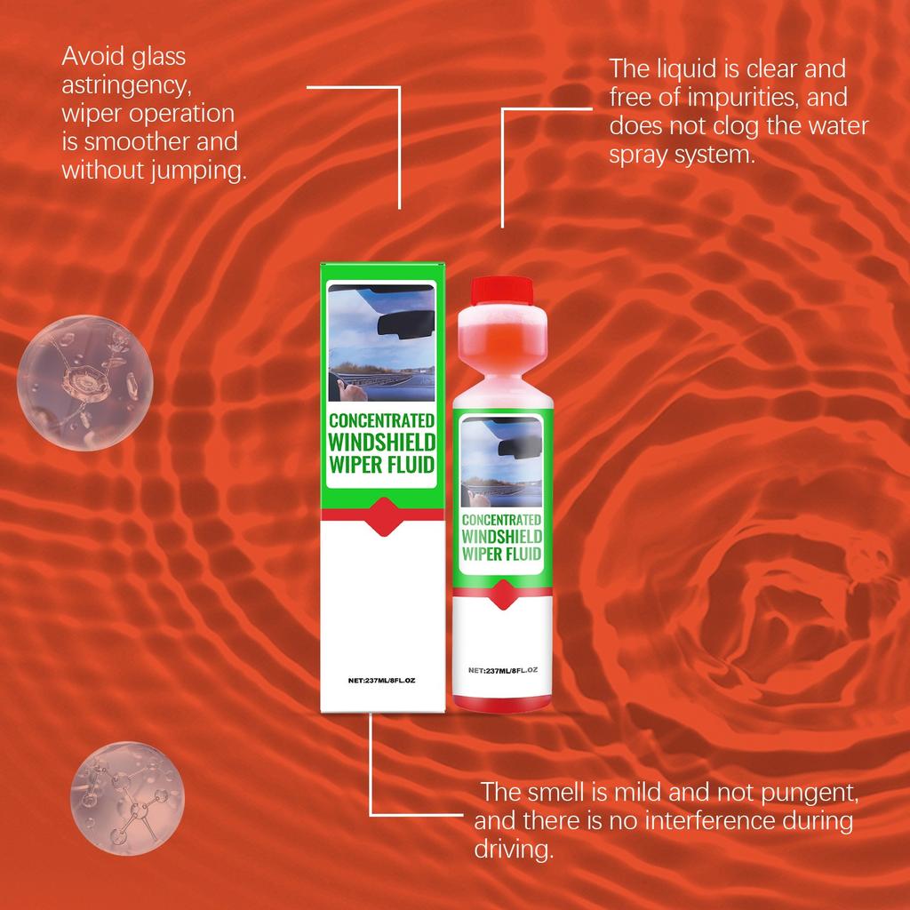 Concentrated Wiper Fluid , Powerful Oil Film Cleaning Car Wash Liquid , Car Windshield Wiper Fluid ,237ml