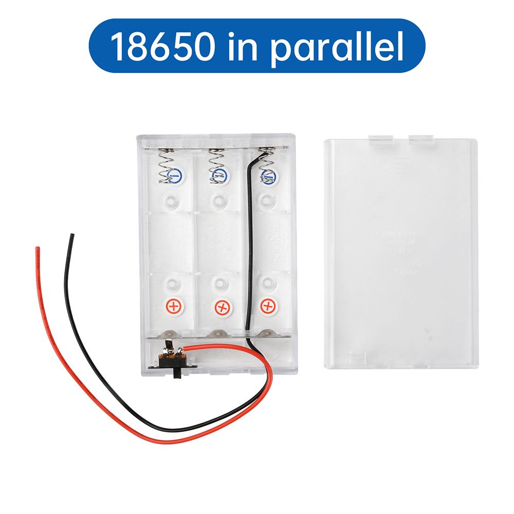 

18650 21700 3slot Battery Box Series/Parallel 3.7V-4.2V 11.1V-12.6V No Welding with Cover and Wire Headlight Power Box