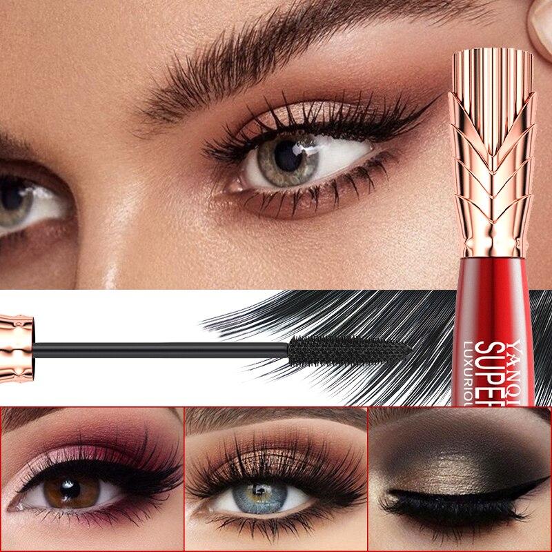 Mascara YANQINA 4D Mascara nero per ciglia lunghe impermeabili in fibra di seta