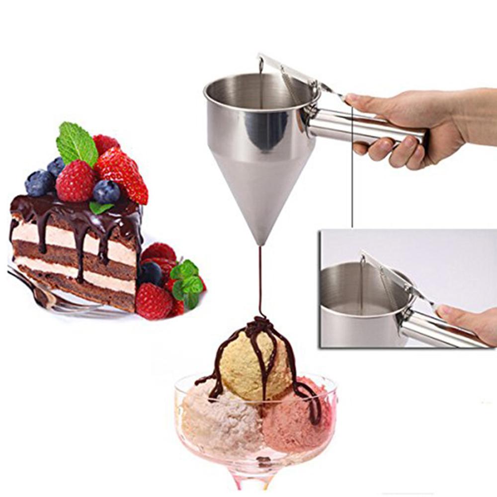 Stainless Steel Piston Funnel With Support Octopus Balls Tool For Sauce Drip Cream Dosing Funnel For Kitchen Home Supplies Tools