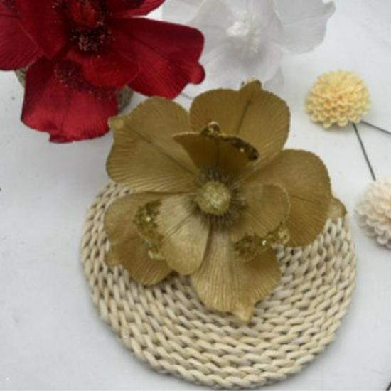 Glittering Gold Sequin Christmas Flower Tree Ornament