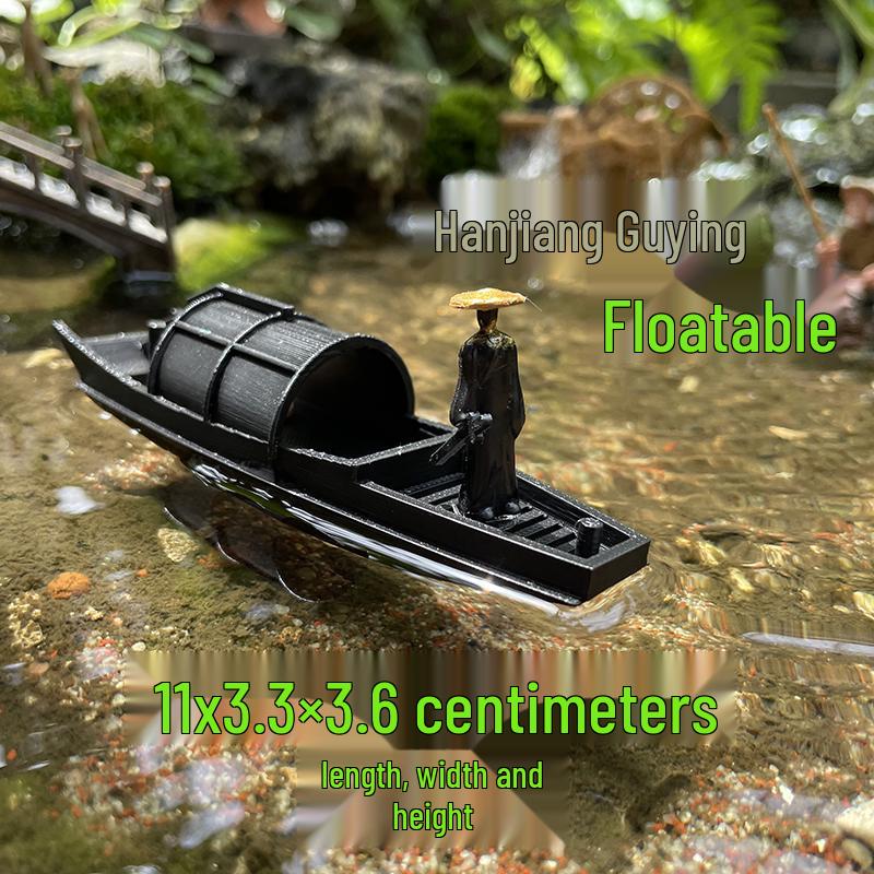 Floating Chinese Antique-Style Fishing Boat Model: Outdoor and Indoor Aquatic Landscape Decor