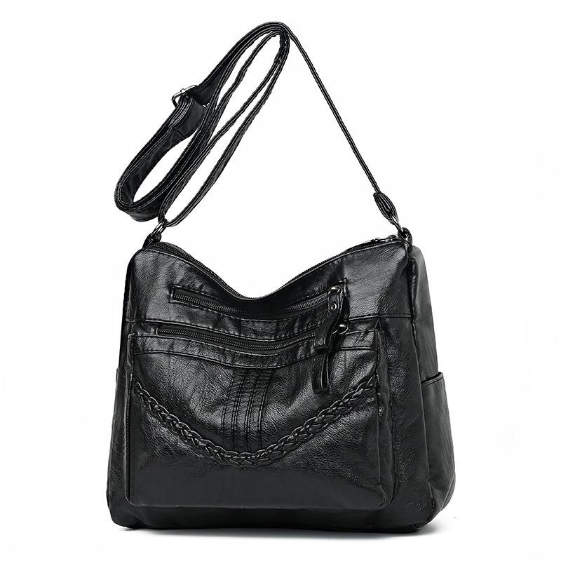 New Women's Bag Soft Leather Texture Messenger Bag Large Capacity Simple Shoulder Bag Casual Mother Bag Tote Bag