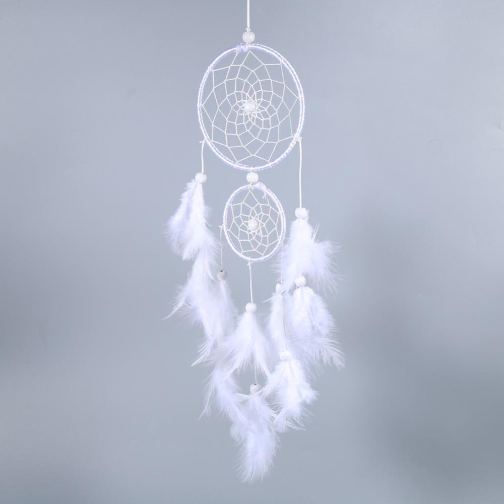 Decorazione in piume etniche bianca fatta a mano acchiappasogni morbido in piume decorazione da appendere per studio