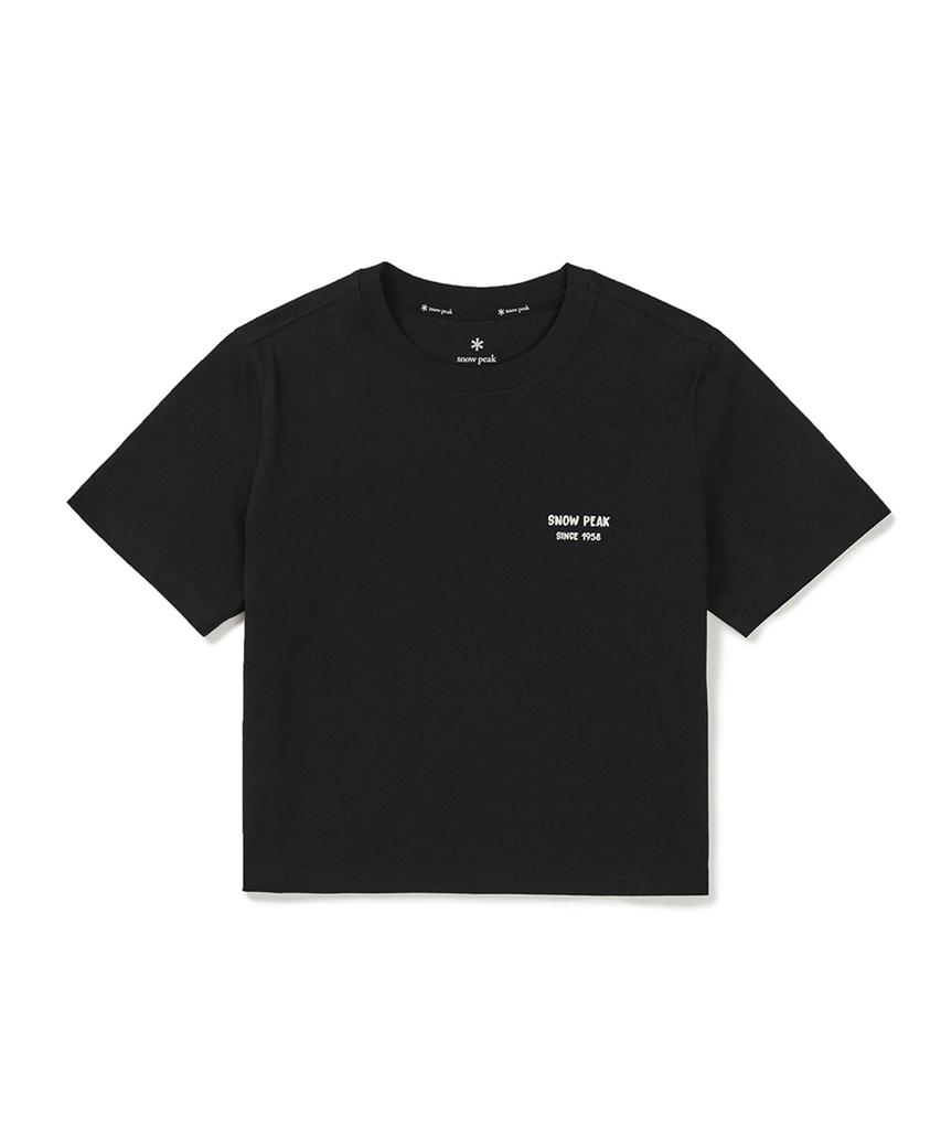 SNOWPEAK APPAREL Cotton Women'S Crop Short Sleeve T-Shirt (S25Mwfts65) Black