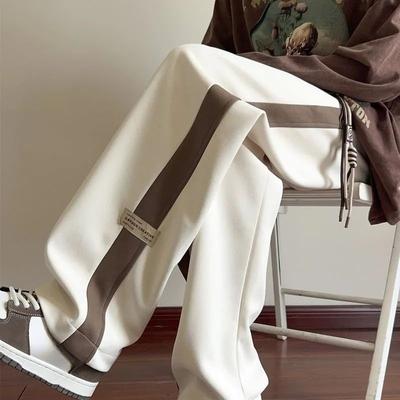 Vintage Comfortable Wide Leg Pants for Women High Waist Patchwork Trousers