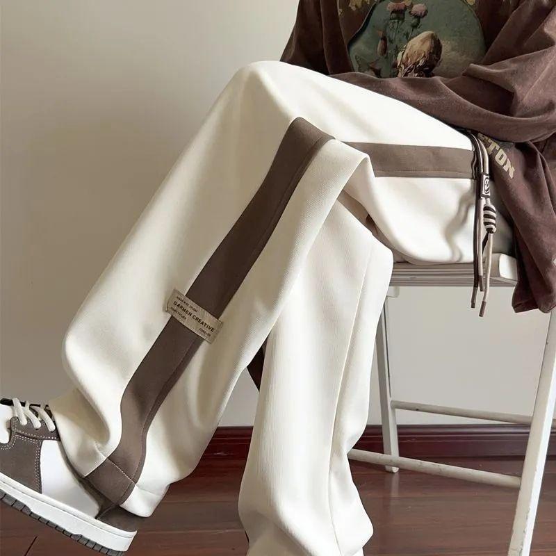 Vintage Comfortable Wide Leg Pants for Women High Waist Patchwork Trousers