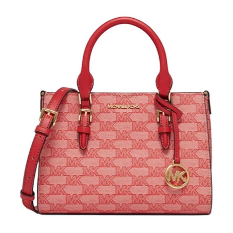 MICHAEL KORS Charlotte Letter Logo Print Artificial Leather Handheld Shoulder Crossbody Bag Small Women s Watermelon Red красный