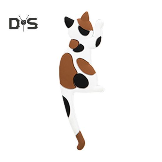 Fridge Sticker with Hook High Toughness 3D Realistic Cartoon Cat Design Refrigerator Sticker Decorative Fridge Accessory