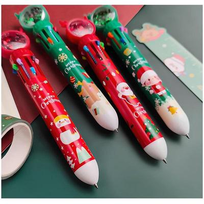 1pcs Merry Christmas Multi Color Ballpoint Pen 10 In 1 Roller Ball Spot Liner Marker Stationery Gift Office School
