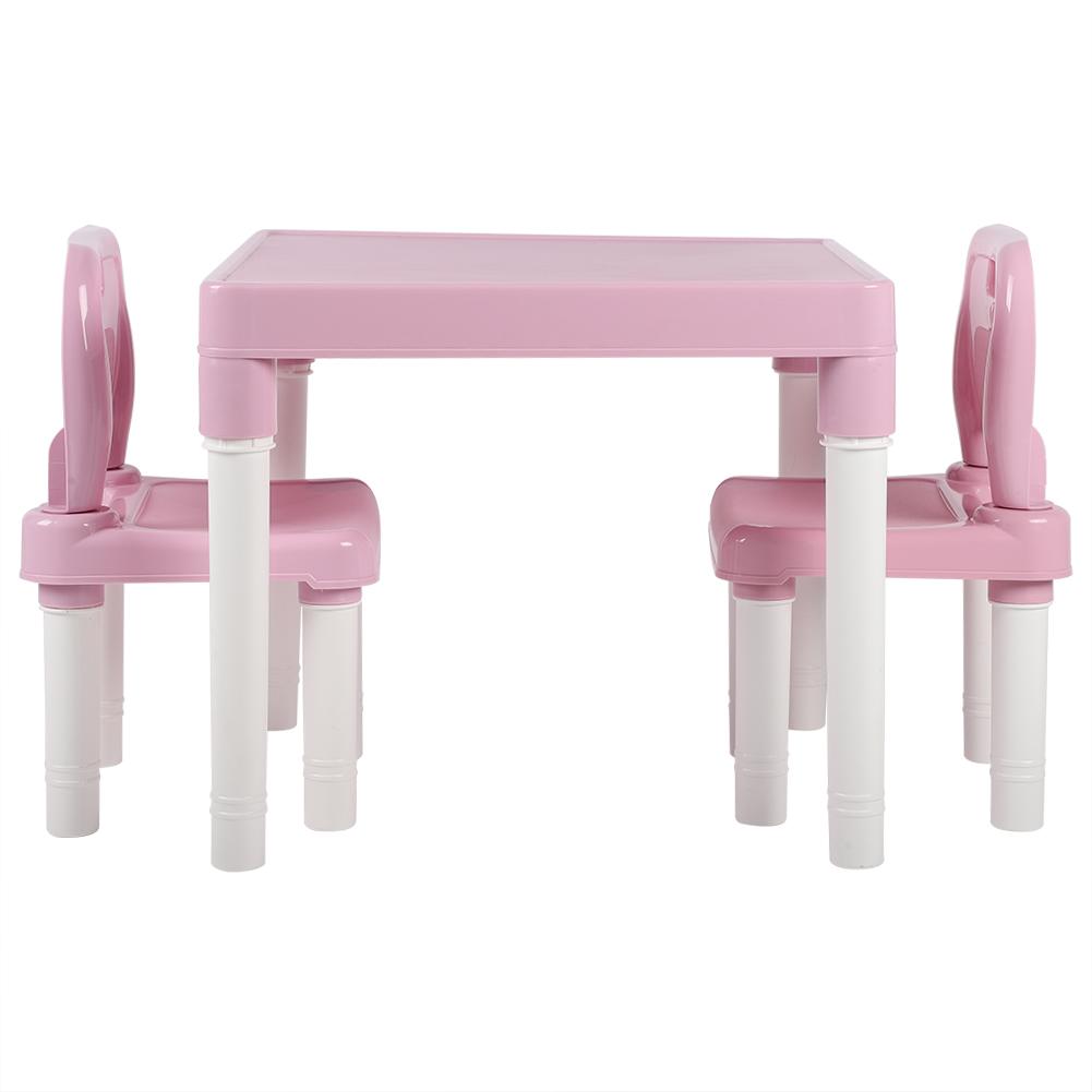 Childrens Kids Plastic Table Chair Set Lrning Studying Desk for Home Kindergarten Blue Green