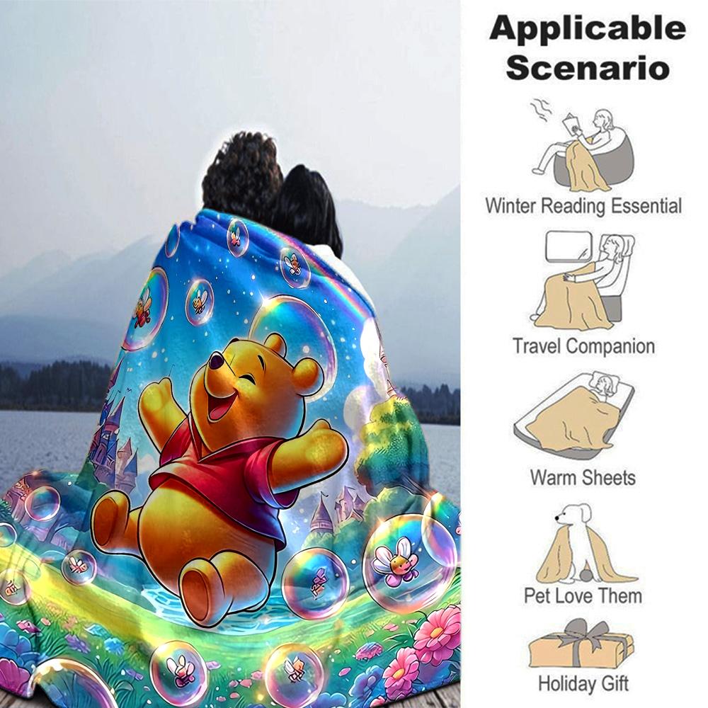 Piglet'S Bubble Adventure Flannel Blanket Super Soft Warm Cozy Blanket For Sofa Bed Office Travel Allseason Home Decor Gift