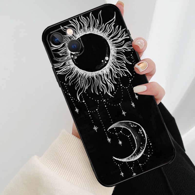 Black Moon Stars Space Astronaut Phone Case For iPhone 17 Pro Max 16 15 14 11 12 13 Pro Max Mini 15 16 Plus 16e 17 Air Cover