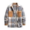 Men's Striped Plaid Casual Loose Button Lapel Long Sleeve Hooded Cardigan Shirt Jacket