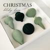 Velvet Christmas Ornaments Set Flocked Textured Baubles Teardrop and Finial Shapes Green Cream Hanging Tree Decorations Christmas Home Decoration