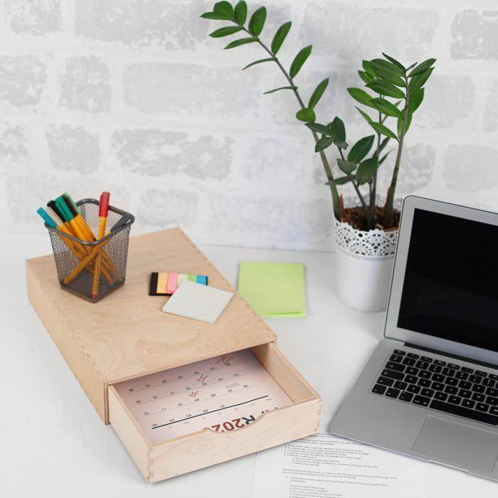 Mini Commode En Bois - Creative Deco - 1 Tiroir - 33x25x7 Cm - Rangement Bureau Organisateur