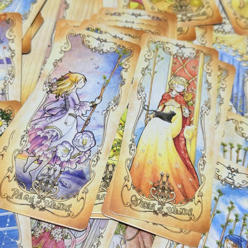 12*5,5cm Niedrige Angst Tarotkarten Englisch 78 Stück Deck Geheime Ergänzung Die Sprache der Blumen Feen-Stil Cartoon Tarotkarten