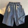 Shorts Jeans Lavados Vintage Japoneses Masculinos Verão Ajuste Solto Perna Larga Calças de Praia Esporte Casual Shorts de Comprimento Médio