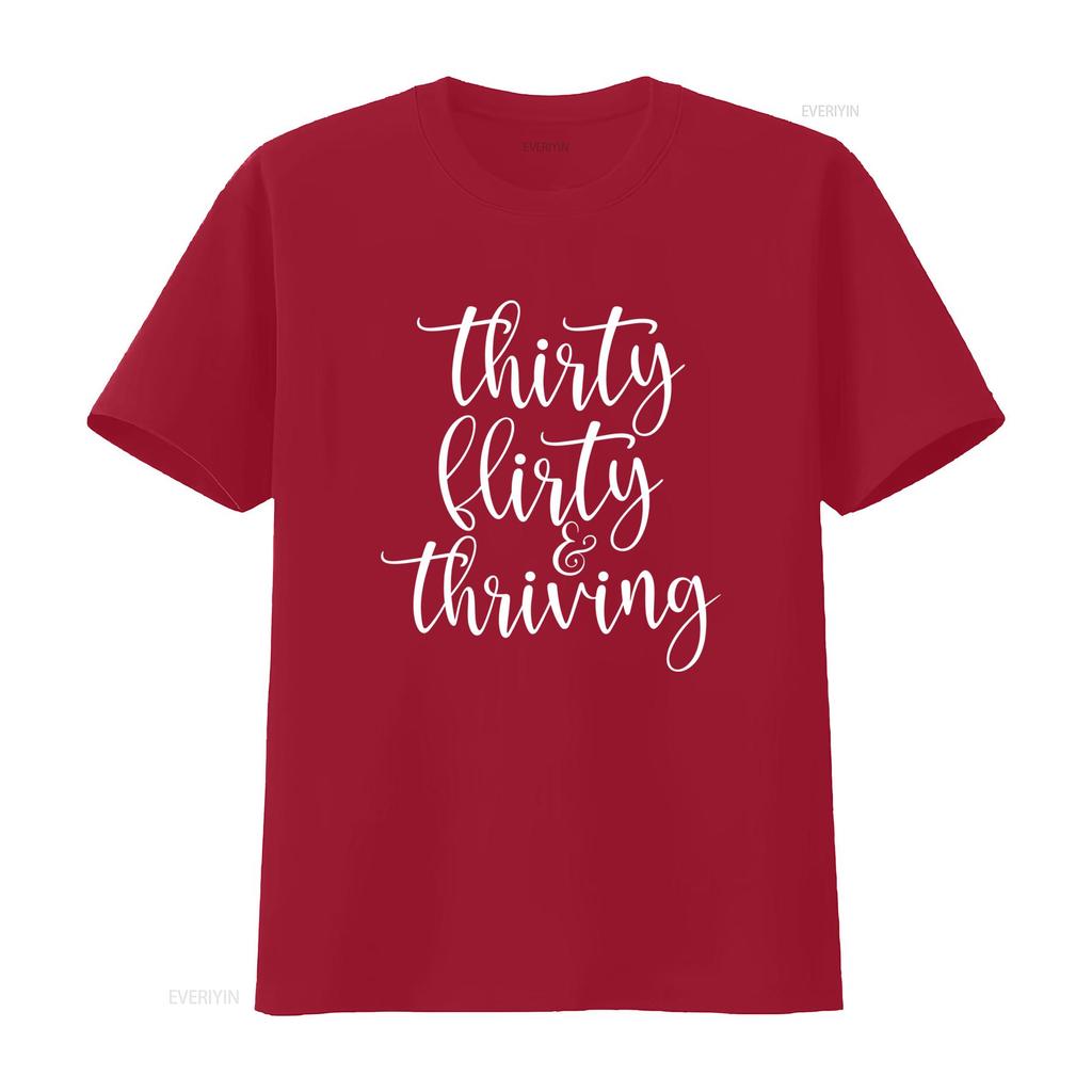 30Th Birthday T Shirt Thirtieth Party Thirty Flirty Thriving Turning 30  vintage Washed graphic Versatile Unisex Breathable