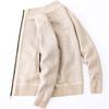 Autumn and Winter Men's Long-sleeved Stand-up Collar Fleece Thickened Cardigan Sweater Men's Zipper Warm Knitted Sweater Jacket