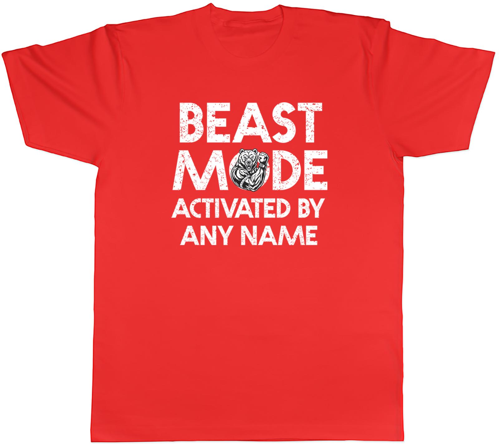 Personalised Beast Mode Activated by Any Name Gym Unisexs TShirt Tee Gift Top S