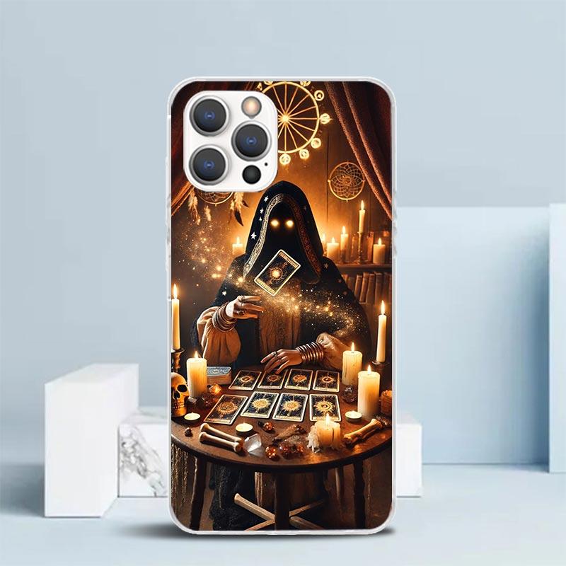 Witch Tarot Card Soft Cover for iPhone 16 17 Air 15 14 Pro Max 16E Phone Case 13 Mini 12 11 7 SE 8 Print Pattern Fit Cases 16 17