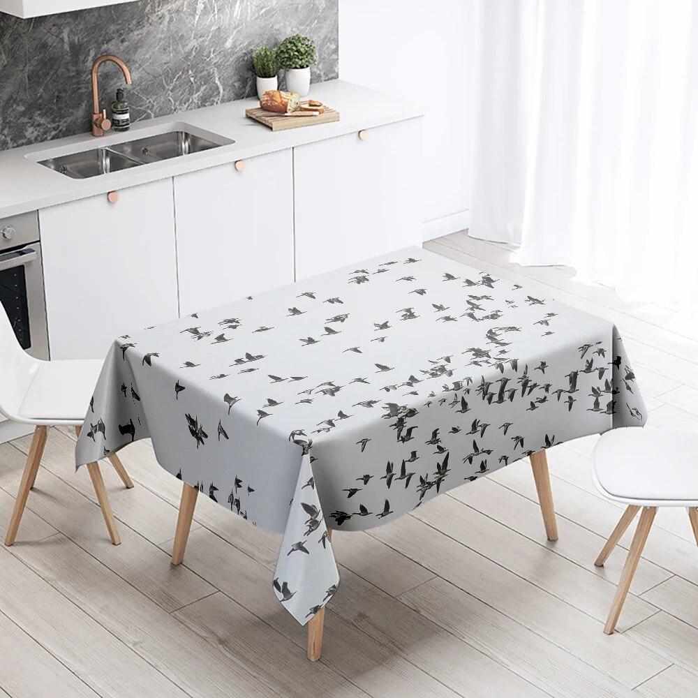 Sunset Migratory Birds Tablecloth Party Restaurant Banquet Decor Stain Resistant Waterproof  Home Table Decoration